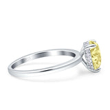 Solitaire Pear Hidden Halo Engagement Ring Cubic Zirconia 925 Sterling Silver