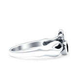 Petite Dainty Heart Lab Opal Ring Solid Oxidized 925 Sterling Silver