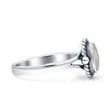 Oval Fashion Lab Created Opal Ring Oxidized 925 Sterling Silver