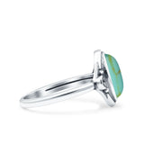 Vintage Style Petite Dainty Lab Opal Ring Solid Oval Oxidized 925 Sterling Silver