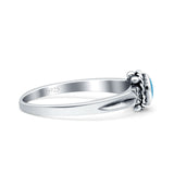 Vintage Style Oval Thumb Ring Statement Fashion Oxidized Lab Created Opal Solid 925 Sterling Silver