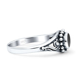 Petite Dainty Vintage Style Oval Thumb Ring Statement Fashion Oxidized Solid 925 Sterling Silver