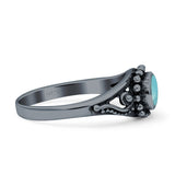 Petite Dainty Vintage Style Oval Thumb Ring Statement Fashion Oxidized Solid 925 Sterling Silver