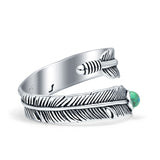 Adjustable Feather Thumb Ring Boho Fashion Oxidized Solid 925 Sterling Silver