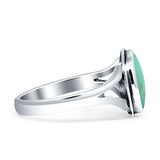 Oval Split Shank Turquoise Onyx Oxidized Ring 925 Sterling Silver