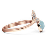 Mermaid Ring Fishtail Round Turquoise & Larimar Cubic zirconia 925 Sterling Silver