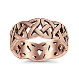 Celtic Oxidized Band Solid 925 Sterling Silver Thumb Ring (7mm)