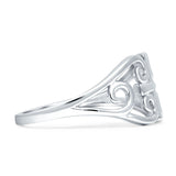 Cross Plain Ring Filigree Celtic 925 Sterling Silver