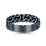 Celtic Oxidized Band Solid 925 Sterling Silver Thumb Ring (6mm)