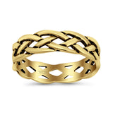 Celtic Oxidized Band Solid 925 Sterling Silver Thumb Ring (6mm)