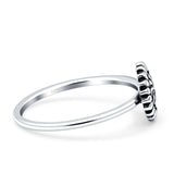 Sunflower Ring Band Band 925 Sterling Silver Oxidized Plain Ring  9mm