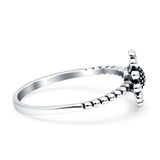 Beaded Oxidized Sunflower Sunshine Band Solid 925 Sterling Silver Thumb Ring (9.5mm)