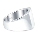 Signet Plain Band High Polished Solid 925 Sterling Silver Thumb Ring (15mm)