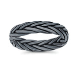 Rounded Braided Ring Oxidized Band Solid 925 Sterling Silver Thumb Ring (5mm)