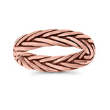 Rounded Braided Ring Oxidized Band Solid 925 Sterling Silver Thumb Ring (5mm)
