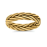 Rounded Braided Ring Oxidized Band Solid 925 Sterling Silver Thumb Ring (5mm)
