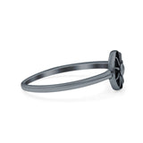 Sun Ring Oxidized Band Solid 925 Sterling Silver Thumb Ring (8mm)