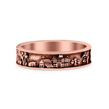 Village Ring Oxidized Band Solid 925 Sterling Silver Thumb Ring (5mm)