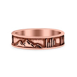 Scenery Ring Oxidized Band Solid 925 Sterling Silver Thumb Ring (5mm)