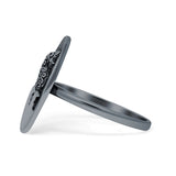 Oval Octopus Starfish Oxidized Ring 925 Sterling Silver