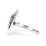 Oval Octopus Starfish Oxidized Ring 925 Sterling Silver