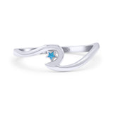 Wave & Star Wedding Engagement Ring Lab Created Opal 925 Sterling Silver