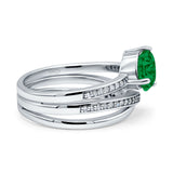 Weave Teardrop Pear Twist Infinity Shank Art Deco Wedding Bridal Piece Ring Simulated Cubic Zirconia 925 Sterling Silver