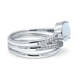 Weave Teardrop Pear Twist Infinity Shank Art Deco Wedding Bridal Piece Ring Simulated Cubic Zirconia 925 Sterling Silver