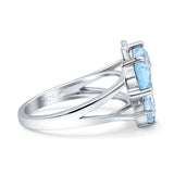 Teardrop Pear Butterfly Filigree Swirl Ring Simulated Cubic Zirconia 925 Sterling Silver Butterfly Ring