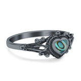 Solitaire Heart Promise Ring Solid Oxidized 925 Sterling Silver