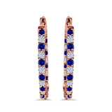 Huggie Hoop Earrings Round Simulated CZ 925 Sterling Silver (14mm)