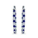 Huggie Hoop Earrings Round Simulated CZ 925 Sterling Silver (14mm)