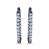 Huggie Hoop Earrings Round Simulated CZ 925 Sterling Silver (14mm)