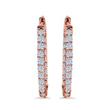 Huggie Hoop Earrings Round Simulated CZ 925 Sterling Silver (14mm)