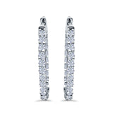 Huggie Hoop Earrings Round Simulated CZ 925 Sterling Silver (14mm)