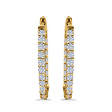 Huggie Hoop Earrings Round Simulated CZ 925 Sterling Silver (14mm)