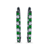 Huggie Hoop Earrings Round Simulated CZ 925 Sterling Silver (14mm)