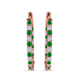Huggie Hoop Earrings Round Simulated CZ 925 Sterling Silver (14mm)