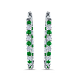 Huggie Hoop Earrings Round Simulated CZ 925 Sterling Silver (14mm)