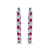 Huggie Hoop Earrings Round Simulated CZ 925 Sterling Silver (14mm)