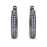 Half Eternity Hoop Earrings Round Simulated CZ 925 Sterling Silver (14mm)