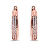 Half Eternity Hoop Earrings Round Simulated CZ 925 Sterling Silver (14mm)