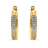 Half Eternity Hoop Earrings Round Simulated CZ 925 Sterling Silver (14mm)