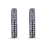 Half Eternity Hoop Earrings Round Simulated CZ 925 Sterling Silver (14mm)