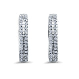 Half Eternity Hoop Earrings Round Simulated CZ 925 Sterling Silver (14mm)