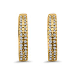 Half Eternity Hoop Earrings Round Simulated CZ 925 Sterling Silver (14mm)