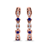 Half Eternity Huggie Hoop Earrings Round Simulated CZ 925 Sterling Silver (14mm)
