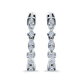 Half Eternity Huggie Hoop Earrings Round Simulated CZ 925 Sterling Silver (14mm)