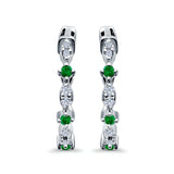 Half Eternity Huggie Hoop Earrings Round Simulated CZ 925 Sterling Silver (14mm)