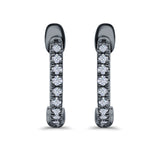 Half Eternity Hoop Earrings Round Simulated CZ 925 Sterling Silver (14mm)
